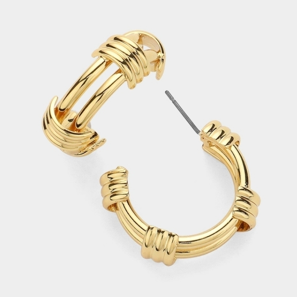 NWT SECRET BOX New York 14K Gold Dipped Hoop Earrings